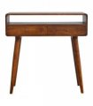 Artisan Furniture Solid Wood Curved Chestnut Console Table, 2 Drawers, 1 Open Slot