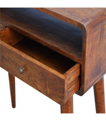 Artisan Furniture Solid Wood Curved Chestnut Console Table, 2 Drawers, 1 Open Slot
