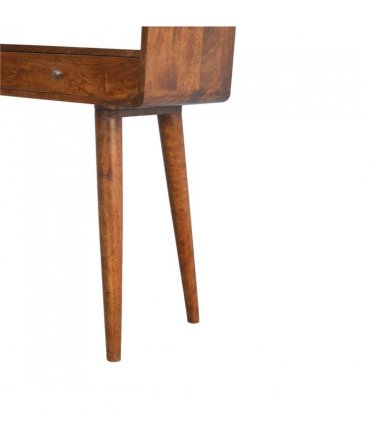 Artisan Furniture Solid Wood Curved Chestnut Console Table, 2 Drawers, 1 Open Slot