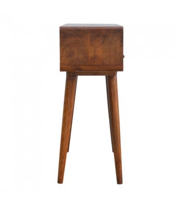Artisan Furniture Solid Wood Curved Chestnut Console Table, 2 Drawers, 1 Open Slot