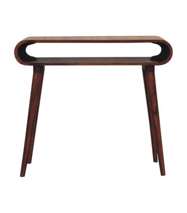 Artisan Furniture Solid Wood Amaya Nordic Style Console Table, 1 Shelf, Dark Brown