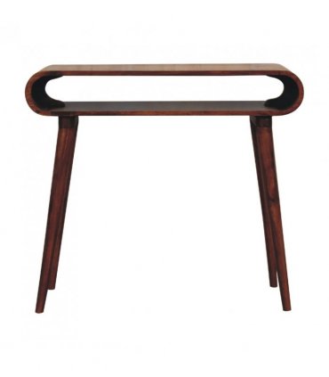 Artisan Furniture Solid Wood Amaya Nordic Style Console Table, 1 Shelf, Dark Brown