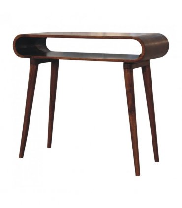 Artisan Furniture Solid Wood Amaya Nordic Style Console Table, 1 Shelf, Dark Brown