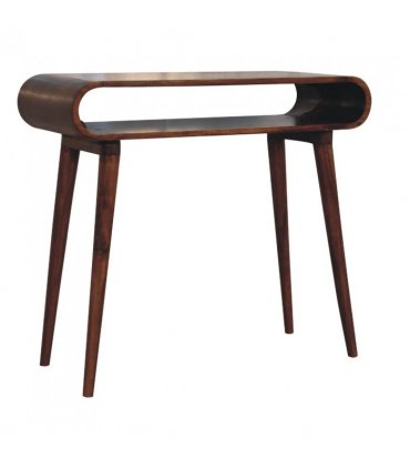 Artisan Furniture Solid Wood Amaya Nordic Style Console Table, 1 Shelf, Dark Brown