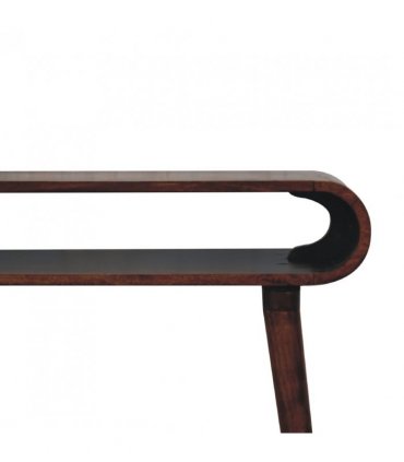 Artisan Furniture Solid Wood Amaya Nordic Style Console Table, 1 Shelf, Dark Brown