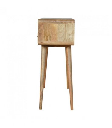 Artisan Furniture Solid Wood Curved Oak-ish Console Table, 2 Drawers, 1 Open Slot, Beige