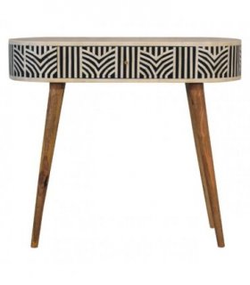 Artisan Furniture Solid Wood Edessa Bone Inlay Console Table, 1 Drawer, Black & White
