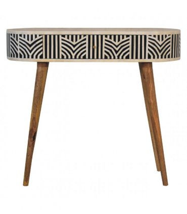 Artisan Furniture Solid Wood Edessa Bone Inlay Console Table, 1 Drawer, Black & White