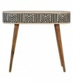 Artisan Furniture Solid Wood Edessa Bone Inlay Console Table, 1 Drawer, Black & White