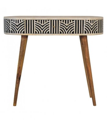 Artisan Furniture Solid Wood Edessa Bone Inlay Console Table, 1 Drawer, Black & White