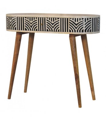 Artisan Furniture Solid Wood Edessa Bone Inlay Console Table, 1 Drawer, Black & White