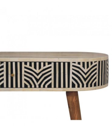 Artisan Furniture Solid Wood Edessa Bone Inlay Console Table, 1 Drawer, Black & White
