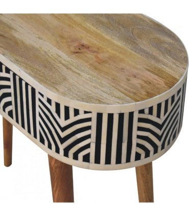 Artisan Furniture Solid Wood Edessa Bone Inlay Console Table, 1 Drawer, Black & White