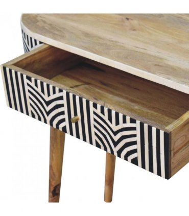 Artisan Furniture Solid Wood Edessa Bone Inlay Console Table, 1 Drawer, Black & White