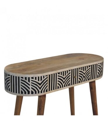 Artisan Furniture Solid Wood Edessa Bone Inlay Console Table, 1 Drawer, Black & White