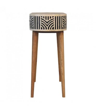 Artisan Furniture Solid Wood Edessa Bone Inlay Console Table, 1 Drawer, Black & White