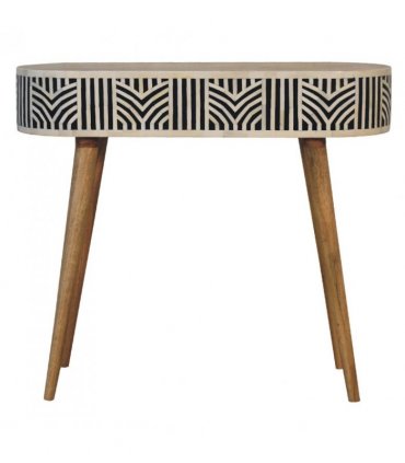 Artisan Furniture Solid Wood Edessa Bone Inlay Console Table, 1 Drawer, Black & White