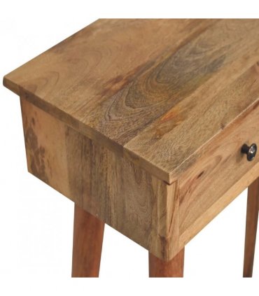 Artisan Furniture Solid Wood Mini Oak-ish Hallway Console Table, 2 Drawers, Brown Color