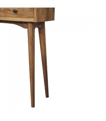 Artisan Furniture Solid Wood Mini Oak-ish Hallway Console Table, 2 Drawers, Brown Color