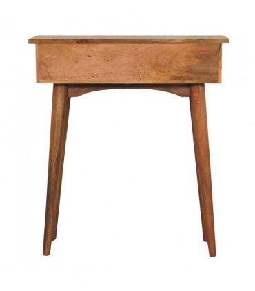 Artisan Furniture Solid Wood Mini Oak-ish Hallway Console Table, 2 Drawers, Brown Color