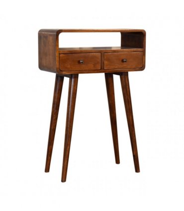 Artisan Furniture Solid Wood Mini Chestnut Console Table, Brown, 2Drawers
