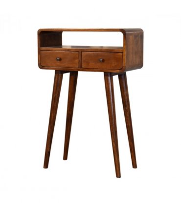 Artisan Furniture Solid Wood Mini Chestnut Console Table, Brown, 2Drawers