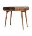 Artisan Furniture Solid Wood Curved Oak-ish Writing Desk, 1 Drawer & 1 Shelf, Beige