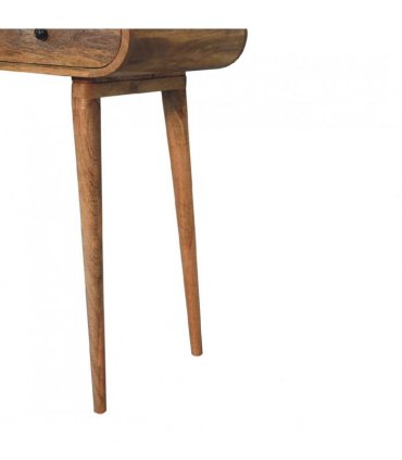 Artisan Furniture Solid Wood Curved Oak-ish Writing Desk, 1 Drawer & 1 Shelf, Beige