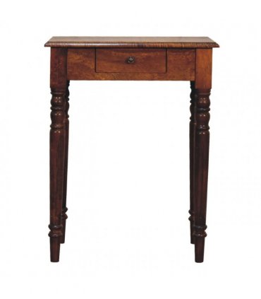 Artisan Furniture Solid Wood Chestnut Turned Leg Writing Desk, 1 Drawer, Brown