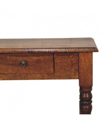 Artisan Furniture Solid Wood Chestnut Turned Leg Writing Desk, 1 Drawer, Brown