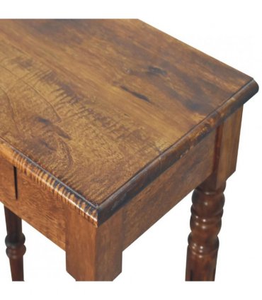 Artisan Furniture Solid Wood Chestnut Turned Leg Writing Desk, 1 Drawer, Brown