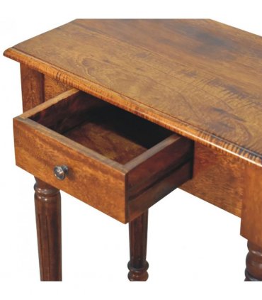 Artisan Furniture Solid Wood Chestnut Turned Leg Writing Desk, 1 Drawer, Brown