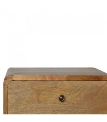Artisan Furniture Solid Wood Curved Oak-ish Bedside, 2 Drawers, Brown Color