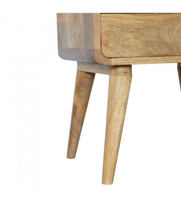 Artisan Furniture Solid Wood Curved Oak-ish Bedside, 2 Drawers, Brown Color
