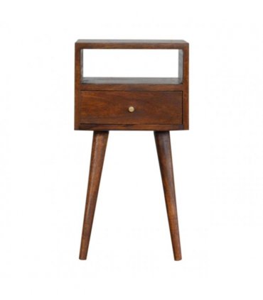 Artisan Furniture Solid Wood Mini Chestnut Bedside, 1 Drawer, 1 Open Slot, Brown