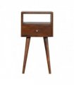 Artisan Furniture Solid Wood Mini Chestnut Bedside, 1 Drawer, 1 Open Slot, Brown