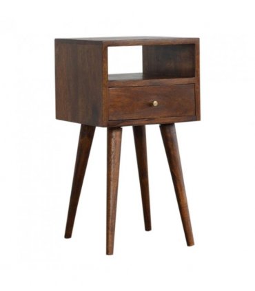Artisan Furniture Solid Wood Mini Chestnut Bedside, 1 Drawer, 1 Open Slot, Brown