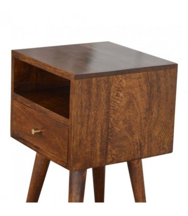 Artisan Furniture Solid Wood Mini Chestnut Bedside, 1 Drawer, 1 Open Slot, Brown