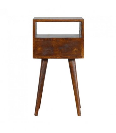 Artisan Furniture Solid Wood Mini Chestnut Bedside, 1 Drawer, 1 Open Slot, Brown