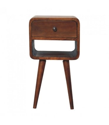 Artisan Furniture Solid Wood Mini Chestnut Curve Lower Bedside, 1 Drawer, 1 Open-Slot, Brown