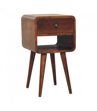 Artisan Furniture Solid Wood Mini Chestnut Curve Lower Bedside, 1 Drawer, 1 Open-Slot, Brown