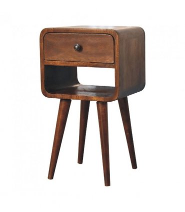 Artisan Furniture Solid Wood Mini Chestnut Curve Lower Bedside, 1 Drawer, 1 Open-Slot, Brown