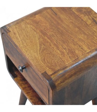 Artisan Furniture Solid Wood Mini Chestnut Curve Lower Bedside, 1 Drawer, 1 Open-Slot, Brown