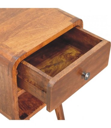 Artisan Furniture Solid Wood Mini Chestnut Curve Lower Bedside, 1 Drawer, 1 Open-Slot, Brown