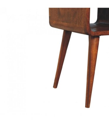 Artisan Furniture Solid Wood Mini Chestnut Curve Lower Bedside, 1 Drawer, 1 Open-Slot, Brown