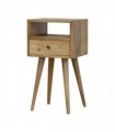 Artisan Furniture Solid Wood Mini Oak-ish Bedside, 1 Drawer, 1 Open Slot, Beige