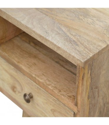 Artisan Furniture Solid Wood Mini Oak-ish Bedside, 1 Drawer, 1 Open Slot, Beige