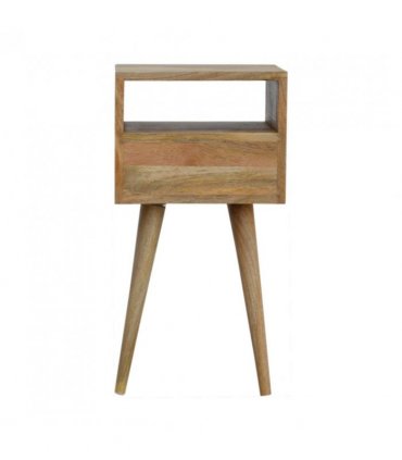 Artisan Furniture Solid Wood Mini Oak-ish Bedside, 1 Drawer, 1 Open Slot, Beige