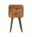 Artisan Furniture Solid Wood Mini Oak-ish Curved Bedside, 2 Drawers, Brown