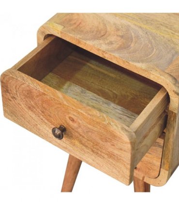 Artisan Furniture Solid Wood Mini Oak-ish Curved Bedside, 2 Drawers, Brown
